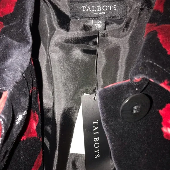 Talbots Velvet Black Floral Sleeveless Dress - Picture 4 of 4